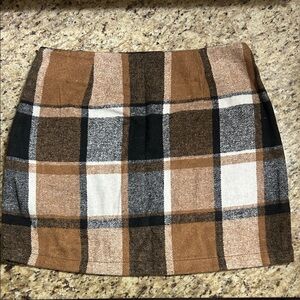 SHEIN Plaid Mini Skirt in Brown and Black